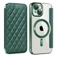 thumbnail image 1 of for iPhone 15 Plus Case Compatible with Magsafe, Slim Fit Flip Protective PU Leather Wallet Case with RFID Blocking Card Slot Build-in Len Protector for iPhone 15 Plus, Darkgreen, 1 of 9