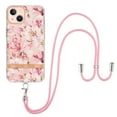 thumbnail image 1 of For iPhone 15 Plus Case with Crossbody Lanyard, Cute Flower Patterned Shockproof Cover with Hybrid Soft Crystal TPU Bumper, Adjustable Shoulder Neck Girls Women For iPhone 15 Plus,Pink, 1 of 7