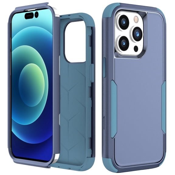 for iPhone 15 Plus Case, Defender Case Compatible with iPhone 15 Plus Case, Hybrid Heavy Duty Military Grade Full-Body Drop Shockproof Dustproof 3-Layers Rugged Protective Phone Cover, 
Blue+Green