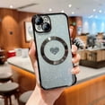 thumbnail image 1 of for iPhone 15 Plus Case Glitter, Clear Magnetic Cases with Luxury Love Heart Pattern [Compatible with MagSafe] Bling Sparkle Plating Soft TPU Slim Shockproof Gradient Cover Women Girls,Black, 1 of 11