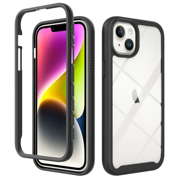 for iPhone 15 Plus Case, Luxury Dual Layer Shockproof Bumper Rugged Hybrid Heavy Duty Clear Drop Protective Durable Hybrid 2-layer Phone Case Cover for iPhone 15 Plus, Black