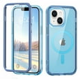 thumbnail image 1 of for iPhone 15 Plus Case Magnetic, [Compatible with Magsafe] Built-in Screen Protector Shockproof Dustproof Crystal Clear Anti-Scratch Folio Flip Phone Case for iPhone 15 Plus, Blue, 1 of 8