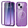 thumbnail image 1 of for iPhone 15 Plus Case Magnetic, [Compatible with Magsafe] Built-in Screen Protector Shockproof Dustproof Crystal Clear Anti-Scratch Folio Flip Phone Case for iPhone 15 Plus, Darkpurple, 1 of 8