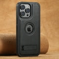 thumbnail image 1 of for iPhone 15 Plus Case Magnetic, Compatible with Magsafe Logo View Built-in Kickstand Ultra Slim Oil Wax Texture Premium PU Leather Retro Wireless Charging Phone Case for iPhone 15 Plus, Black, 1 of 11
