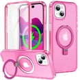 thumbnail image 1 of for iPhone 15 Plus Case, with Magnetic Invisible Stand [Military Drop Protection] [Compatible with MagSafe] Shockproof Slim Translucent Anti-Slip Case Cover with Screen Protector, Rose, 1 of 6
