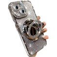 thumbnail image 1 of for iPhone 15 Plus Case Magnetic KickStand, Compatible with Magsafe Shockproof Glitter Makeup Mirror Ring Holder Camera Lens Protector Girly Cute Bling Phone Cover for iPhone 15 Plus (Silver), 1 of 11