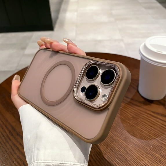 for iPhone 15 Plus Case Magnetic Phone Case Compatible with MagSafe, Soft TPU Bumper Hard Translucent Matte Back Slim Fit Shockproof Protective Case Cover for Men Women Girls - Desertgold