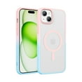 thumbnail image 1 of for iPhone 15 Plus Case Magnetic Phone Case [Compatible with MagSafe] TPU Bumper Hard Skin-Feel Back Slim Fit Shockproof Protective Case Cover for iPhone 15 Plus Men Women Girls, Pink/Blue, 1 of 7