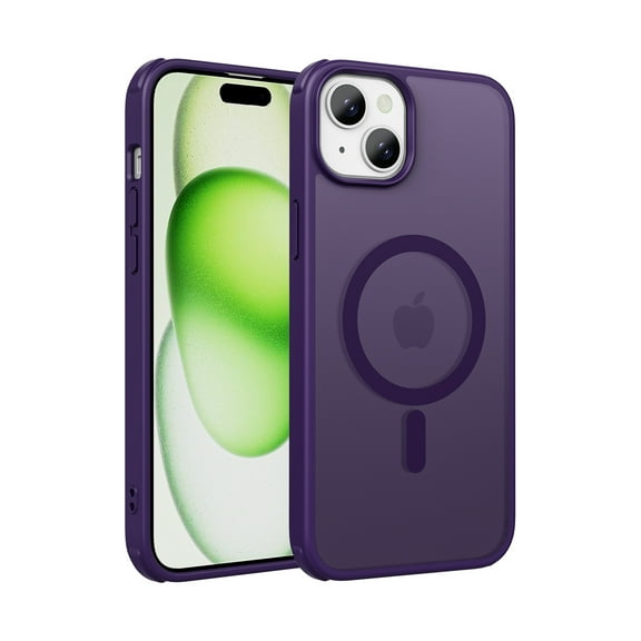 for iPhone 15 Plus Case Magnetic Phone Case [Compatible with MagSafe] TPU Bumper Hard Skin-Feel Back Slim Fit Shockproof Protective Case Cover for iPhone 15 Plus Men Women Girls, Purple