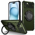 thumbnail image 1 of for iPhone 15 Plus Case Military Drop Protection with 360°Rotatable Ring Holder Kickstand [Support Magnetic Car Mount] Full Body Hybrid Hard PC Soft Rubber Shockproof Rugged Case,Darkgreen, 1 of 11
