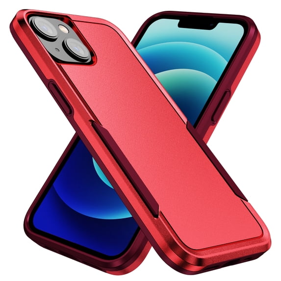 for iPhone 15 Plus Case, Phone Case Heavy Duty 2 in 1 Full Body Rugged Shockproof Hybrid Hard PC Soft TPU Bumper Drop Protective Girls Women Boy Men Covers for iPhone 15 Plus, Red+Rose