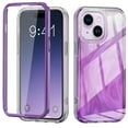 thumbnail image 1 of iPhone 15 Plus Case with Screen Protector, Gradient Color Feather Pattern Full Body Shockproof Protective Anti-Scratch Drop Proof Slim Fit Phone Case for Apple iPhone 15 Plus, Purple, 1 of 8