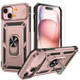 thumbnail image 1 of for iPhone 15 Plus Case with Screen Protector - Slide Camera Cover Protective Phone Case with Ring Stand, Heavy Duty Shockproof Rugged Bumper for iPhone 15 Plus Accessories Rose Gold, 1 of 15