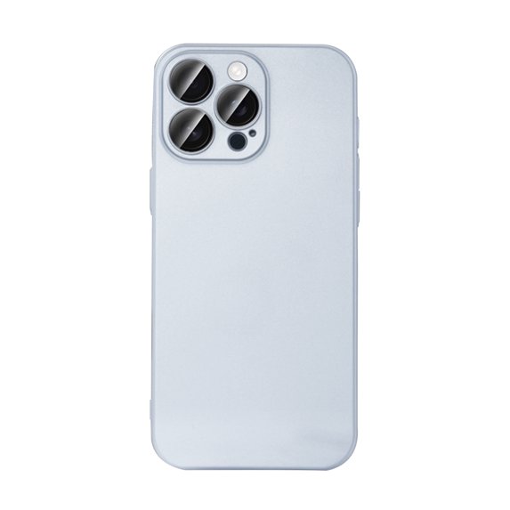 for iPhone 15 Plus Case Slim Fit with Camera Lens Protector, Shockproof PC Hard Back Cover, Skin-Friendly Anti-Fingerprint Lightweight Drop Protective Phone Case for Men and Women, Silver