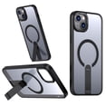 thumbnail image 1 of for iPhone 15 Plus Case with Stand, Compatible with MagSafe, Magnetic Kickstand Case for iPhone 15 Plus, Military-Grade Protection Shockproof Case, Clear Acrylic + Soft TPU Material, Black, 1 of 6