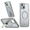 thumbnail image 1 of for iPhone 15 Plus Case with Stand, Compatible with MagSafe, Magnetic Kickstand Case for iPhone 15 Plus, Military-Grade Protection Shockproof Case, Clear Acrylic + Soft TPU Material, Gray, 1 of 6