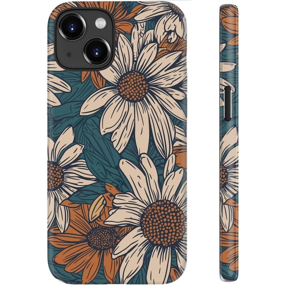 for iPhone 15 Plus Case, Wireless Charging Compatible,Dual-Layer Protection with Stylish Wildflower Design, Soft Silicone + Hard Shell, Cute Chic Phone Cover for Women - Floral Daisy Pattern