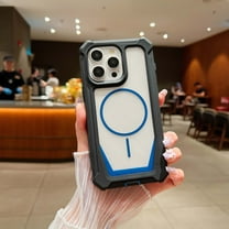 for iPhone 15 Plus Clear Phone Case Magnetic Compatible with Mag-Safe, Military Grade Drop Protection Anti-Yellowing Phone Cover, Rugged Shockproof Bumper Frame Protective Case, Blackblue