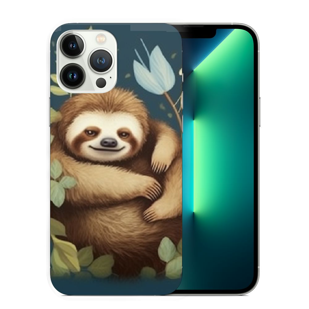 Sloth Custom Phone Case iPhone 15 Plus Cute Sloth Sleeping on a Tree with Nature Design Case ...