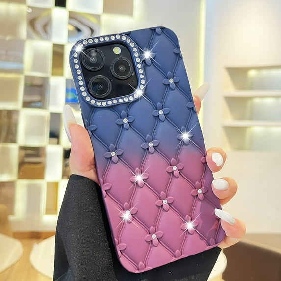for iPhone 15 Plus Gradient Color Diamond Sparkly Protective Case, Plating Anti-Scratch Shockproof Non-Slip TPU Lightweight Ultra Slim Support Wireless Charging Phone Cover for Women Girls, C