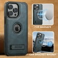 thumbnail image 1 of for iPhone 15 Plus Magnetic Case, Compatible with MagSafe, Built-in Kickstand, Support Car Mount, Slim Premium PU Leather Retro Wireless Charging Phone Case for iPhone 15 Plus, Blue, 1 of 10