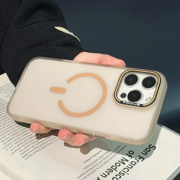 for iPhone 15 Plus Magnetic Case, Matte Frosted Protective Skin-Friendly Phone Cover, [Compatible with Mag-Safe] Translucent Hard Back Soft TPU Edge Case for iPhone 15 Plus, Desertgold