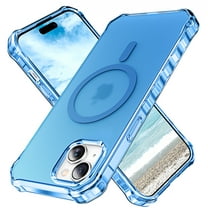 for iPhone 15 Plus Magnetic Case, Support Mag-Safe Charging, Anti-Fingerprint Slim Shockproof Rugged Wave Edge Frame Design Phone Case Cover for iPhone 15 Plus, Blue
