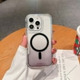 thumbnail image 1 of For iPhone 15 Plus Magnetic Clear Phone Case,Two-color Gradient Design,Compatible with Mag-Safe,3-in-1 Heavy Duty Shockproof Military Drop Protection Transparent Phone Case,Gradient Gray, 1 of 9