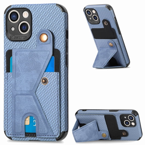 for iPhone 15 Plus Phone Case Card Holder, Card Pocket for Back of Phone, PU Leather Wallet Magnetic Kickstand Credit Card Holder Phone Case Compatible with iPhone 15 Plus 6.7 inch,Blue