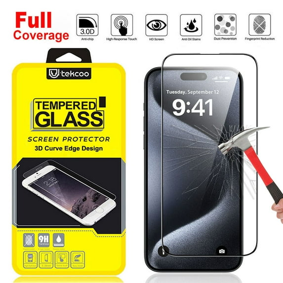 iPhone 15 Plus Screen Protector, Takfox HD Clear Tempered Glass, Ultra-tough, Easy Installation, Scratch Resistant, Bubble-Free for iPhone 15 Plus 6.7" Glass Screen Protector (Clear)