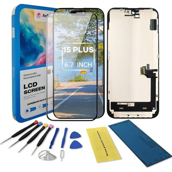 for iPhone 15 Plus Screen Replacement kit,6.7" LCD Display 3D Touch Digitizer Assembly with Repair Tools, Screen Protector, Frame Adhesive (Model A3094, A2847, A3093, A3096)