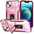 thumbnail image 1 of For iPhone 15 Plus Slim Fit Shockproof Hybrid with Slide Camera Cover & Rotated Ring Kickstand, [Military-Grade] Phone Case For iPhone 15 Plus 6.7",Pink,For iPhone 15 Plus, 1 of 8