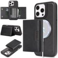 thumbnail image 1 of for iPhone 15 Plus Wallet Case with 7 Card Slots, Detachable Magnetic Back Cover, Premium PU Leather Kickstand Drop Protective Shockproof Classic Flip Case for iPhone 15 Plus, Black, 1 of 11