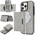 thumbnail image 1 of for iPhone 15 Plus Wallet Case with 7 Card Slots, Detachable Magnetic Back Cover, Premium PU Leather Kickstand Drop Protective Shockproof Classic Flip Case for iPhone 15 Plus, Gray, 1 of 11