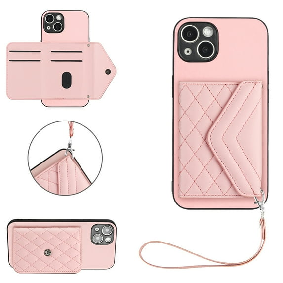for iPhone 15 Plus Wallet Case with Card Holder, Elegant Durable PU Leather Protective Magnetic Closure Flip Phone Cover Kickstand RFID Blocking for Women Girls for iPhone 15 Plus, Pink