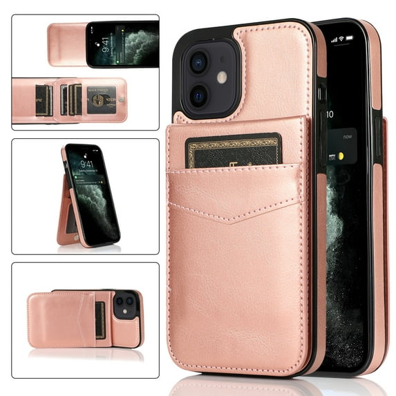 iPhone 15 Plus Wallet Case with Card Holder, Mantto Luxury Flip PU Leather Kickstand Card Pocket Slots Magnetic Folio Back Cover For Apple iPhone 15 Plus 6.7 inch - Rose Gold