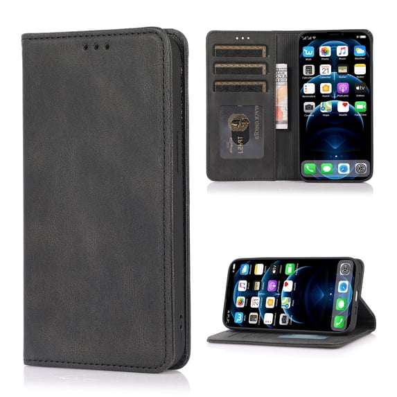 for iPhone 15 Plus Wallet Case, with Credit Card Slots Stand Strong Magnetic PU Leather Flip Fold Protective Shockproof Bracket Phone Case for iPhone 15 Plus Case Slim Wallet, Black