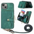 thumbnail image 1 of for iPhone 15 Plus Wallet Case, Crossbody Phone Purse with Card Holder for Women, Zipper PU Leather Carrying Cover Gift with Shoulder Strap Kickstand Anti-drop for iPhone 15 Plus - Green, 1 of 8