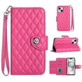 thumbnail image 1 of for iPhone 15 Plus Wallet Case, Elegant Card Holder Cash Slot PU Leather Kickstand Wrist Strap Wallet Shockproof Protective Flip Women Girls Case Cover for iPhone 15 Plus, Rose, 1 of 7