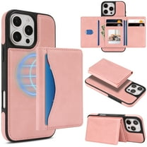 for iPhone 15 Plus Wallet Case, Magnetic Phone Cover with Detachable Card Holder, RFID Blocking 2-in-1 Purse Shockproof PU Leather Case with Flip Kickstand for iPhone 15 Plus, Pink