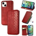 thumbnail image 1 of for iPhone 15 Plus Wallet Case, Vintage PU Leather Flip Case with Card Holder Kickstand Hidden Magnet Folio Case Book Cover Compatible with iPhone 15 Plus - Red, 1 of 10