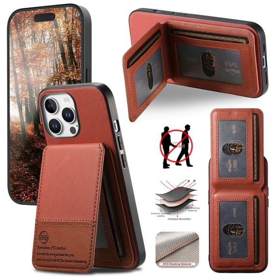 For iPhone 15 Plus Wallet Phone Case,Twill Pattern Design,With Card Slots,Flip Premium PU Leather Magnetic Closure Kickstand Heavy Duty Protective Shockproof Rugged Phone Case,Brown