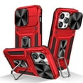 thumbnail image 1 of for iPhone 15 Pro Armor Case, Military-Grade Drop Protection, with Slide Camera Cover & Multi-angle Kickstand, Built-in 360° Rotating Magnetic Stand Rugged Case For iPhone 15 Pro, Red, 1 of 10