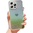 thumbnail image 1 of for iPhone 15 Pro Bling Glitter Case, Cute Heart Gradient Laser Holographic Iridescent Clear Case with Camera Lens Cover Protective Soft Shockproof Phone Cover for Women Girls (Black Heart), 1 of 11