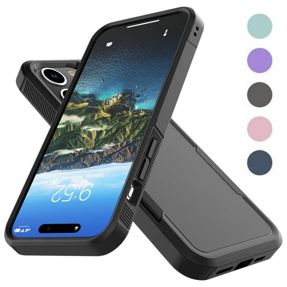 iPhone 15 Pro Case, 2 in 1 Phone Case for iPhone 15 Pro 6.1 inch ,Takfox Shockproof Protection Heavy Duty Armor Hard Plastic & Rubber Rugged Bumper Cover,Black