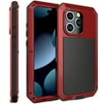 thumbnail image 1 of for iPhone 15 Pro Case, 360 Full Body Protective Cover Heavy Duty Shockproof Armor Aluminum Alloy Metal Case with Silicone Built-in Screen Protector for iPhone 15 Pro, Red, 1 of 9