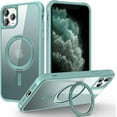 thumbnail image 1 of for iPhone 15 Pro Case with 360° Rotatable  Ring Stand [Compatible MagSafe] [ Grade Protection] Translucent Matte iPhone 15 Pro Phone Cases for Women Men 6.1'',Green, 1 of 14