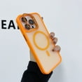 thumbnail image 1 of for iPhone 15 Pro Case, Built-in Stash Camera Stand Matte Translucent Slim Cover for iPhone 15 Pro Compatible with Magsafe Shockproof Protective Phone case for Women Men, Orange, 1 of 8