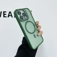 thumbnail image 1 of for iPhone 15 Pro Case, Built-in Stash Camera Stand Matte Translucent Slim Cover for iPhone 15 Pro Compatible with Magsafe Shockproof Protective Phone case for Women Men, Green, 1 of 8