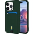 thumbnail image 1 of for iPhone 15 Pro Case with Card Holder Cover Microfiber Inner Lining [Holds 2 Cards] Slim Soft TPU Shockproof Protective Wallet Phone Case for iPhone 15 Pro (Dark Green), 1 of 10
